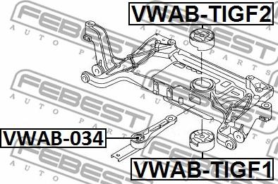 Febest VWAB-TIGF1 - Сайлентблок подрамника AUDI A3/S3/SPORTB./LIM./QU. 2005-2013 (USA) \ VWAB-TIGF1 FEBEST autodif.ru