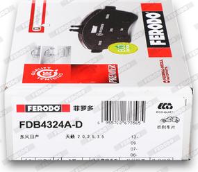 Ferodo FDB4324A-D - Тормозные колодки, дисковые, комплект autodif.ru