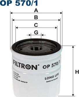 Filtron OP570/1 - Фильтр масляный без предохр.клапана,видна бумага белый autodif.ru