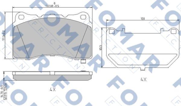 FOMAR Friction FO 996481 - Тормозные колодки, дисковые, комплект autodif.ru