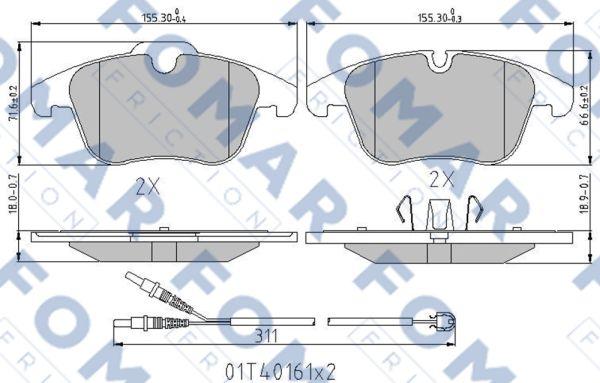 FOMAR Friction FO 996081 - Тормозные колодки, дисковые, комплект autodif.ru