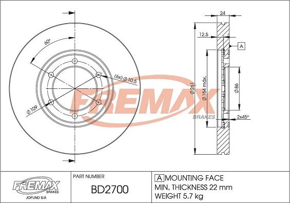 FREMAX BD-2700 - Тормозной диск autodif.ru