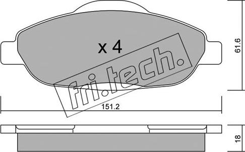 Fri.Tech. 820.0 - Тормозные колодки, дисковые, комплект autodif.ru