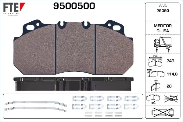 FTE 9500500 - Тормозные колодки, дисковые, комплект autodif.ru