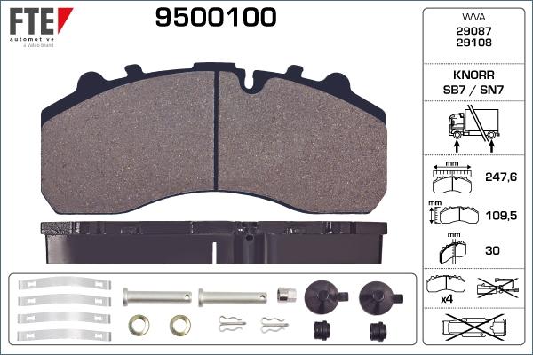 FTE 9500100 - Тормозные колодки, дисковые, комплект autodif.ru