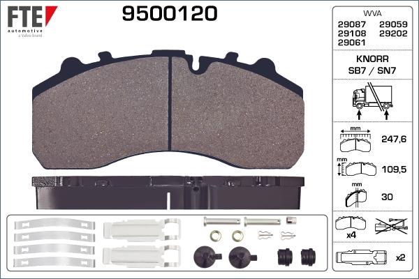 FTE 9500120 - Тормозные колодки, дисковые, комплект autodif.ru