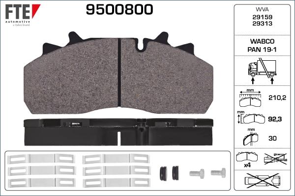 FTE 9500800 - Тормозные колодки, дисковые, комплект autodif.ru