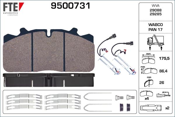 FTE 9500731 - Тормозные колодки, дисковые, комплект autodif.ru