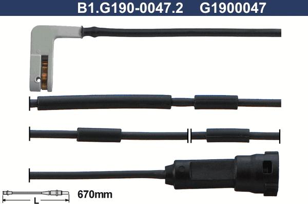 Galfer B1.G190-0047.2 - Сигнализатор, износ тормозных колодок autodif.ru
