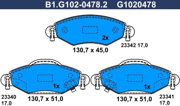 Galfer B1.G102-0478.2 - Тормозные колодки, дисковые, комплект autodif.ru
