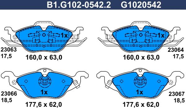 Galfer B1.G102-0542.2 - Тормозные колодки, дисковые, комплект autodif.ru