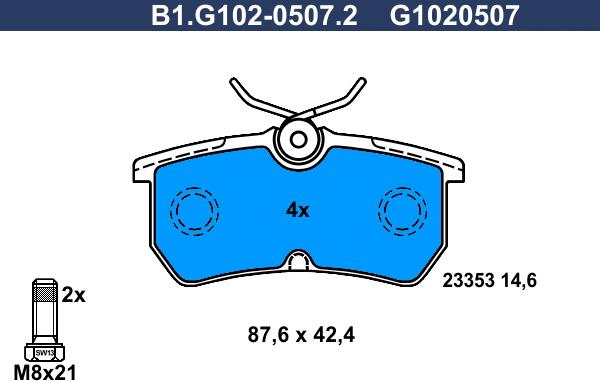 Galfer B1.G102-0507.2 - Тормозные колодки, дисковые, комплект autodif.ru