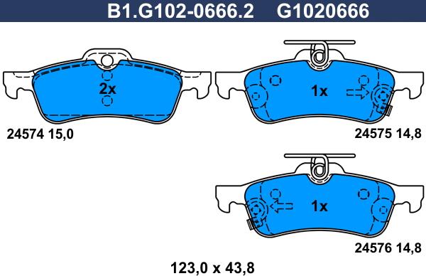 Galfer B1.G102-0666.2 - Тормозные колодки, дисковые, комплект autodif.ru