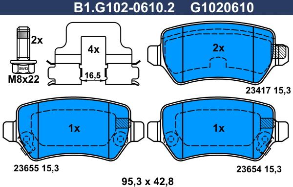 Galfer B1.G102-0610.2 - Тормозные колодки, дисковые, комплект autodif.ru