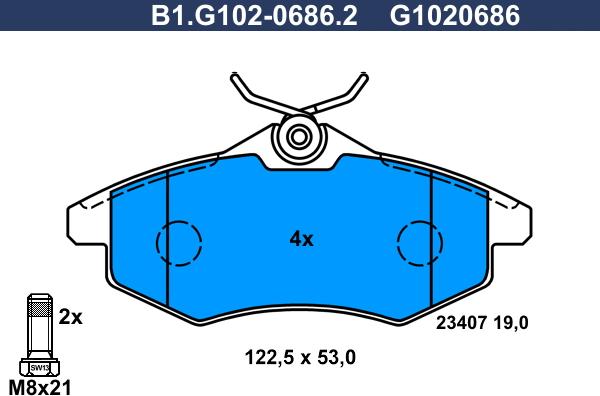 Galfer B1.G102-0686.2 - Тормозные колодки, дисковые, комплект autodif.ru