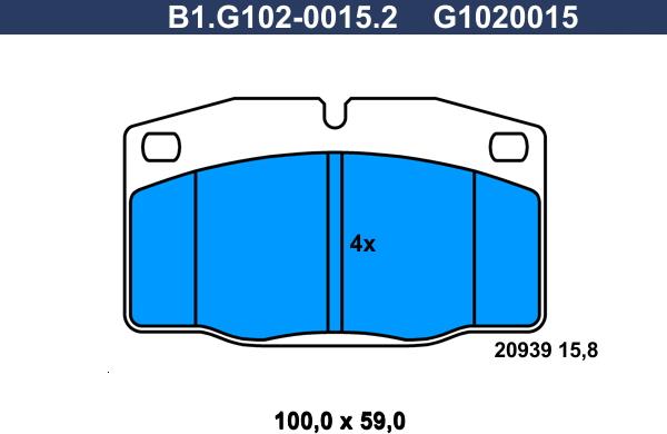 Galfer B1.G102-0015.2 - Тормозные колодки, дисковые, комплект autodif.ru