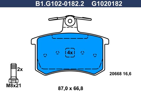 Galfer B1.G102-0182.2 - Тормозные колодки, дисковые, комплект autodif.ru