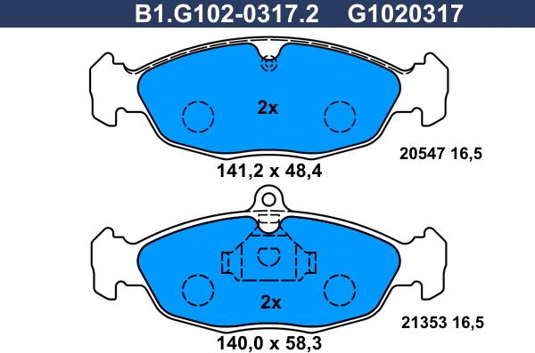 Galfer B1.G102-0317.2 - Тормозные колодки, дисковые, комплект autodif.ru