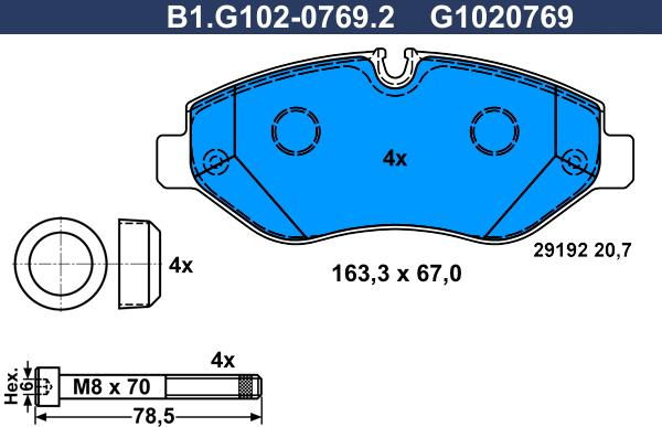 Galfer B1.G102-0769.2 - Тормозные колодки, дисковые, комплект autodif.ru