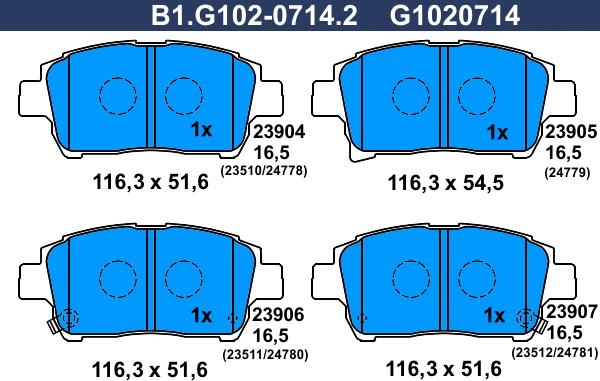 Galfer B1.G102-0714.2 - Тормозные колодки, дисковые, комплект autodif.ru