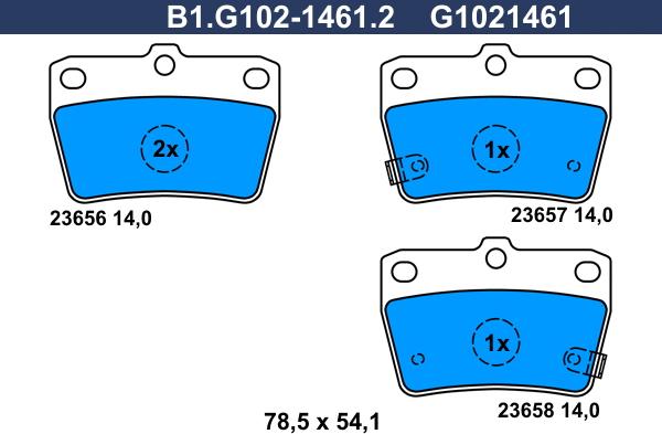 Galfer B1.G102-1461.2 - Тормозные колодки, дисковые, комплект autodif.ru