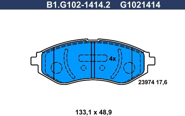 Galfer B1.G102-1414.2 - Тормозные колодки, дисковые, комплект autodif.ru