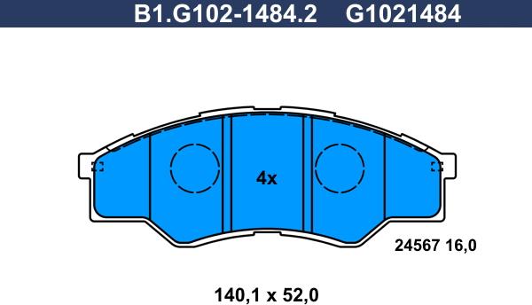 Galfer B1.G102-1484.2 - Тормозные колодки, дисковые, комплект autodif.ru