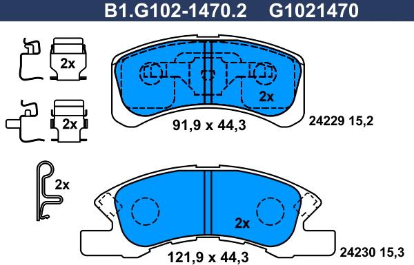 Galfer B1.G102-1470.2 - Тормозные колодки, дисковые, комплект autodif.ru