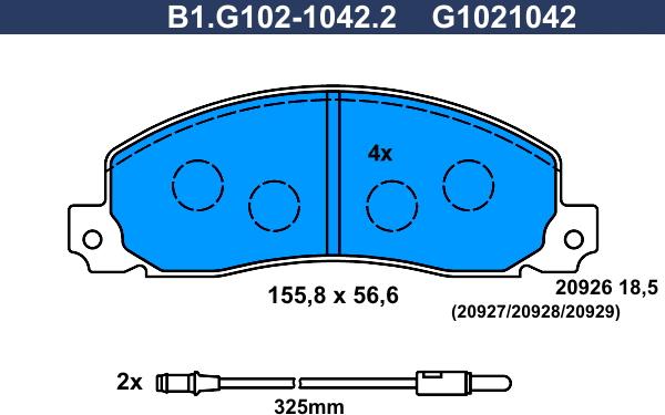 Galfer B1.G102-1042.2 - Тормозные колодки, дисковые, комплект autodif.ru
