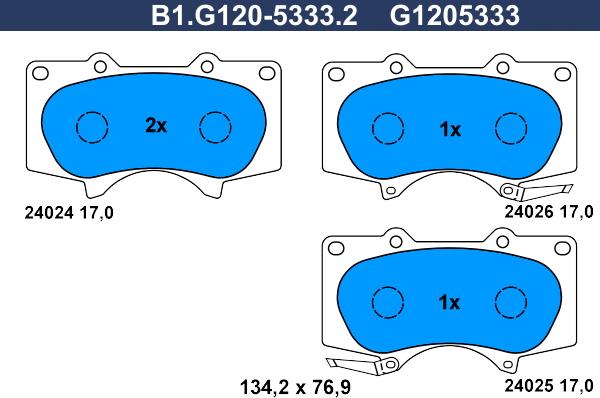 Galfer B1.G120-5333.2 - Тормозные колодки, дисковые, комплект autodif.ru