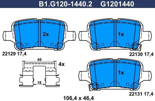 Galfer B1.G120-1440.2 - Тормозные колодки, дисковые, комплект autodif.ru