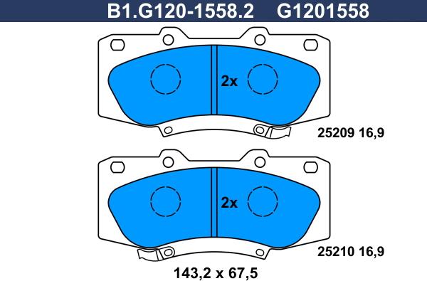 Galfer B1.G120-1558.2 - Тормозные колодки, дисковые, комплект autodif.ru