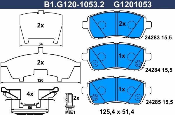 Galfer B1.G120-1053.2 - Тормозные колодки, дисковые, комплект autodif.ru