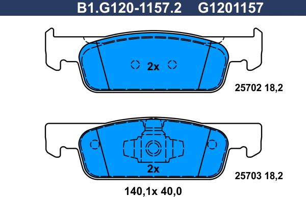 Galfer B1.G120-1157.2 - Тормозные колодки, дисковые, комплект autodif.ru