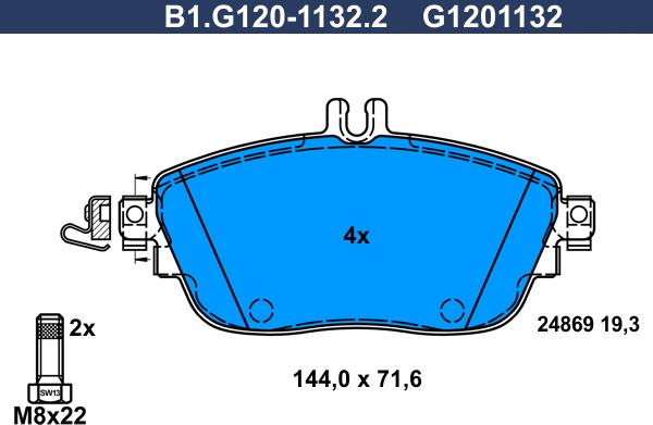 Galfer B1.G120-1132.2 - Тормозные колодки, дисковые, комплект autodif.ru