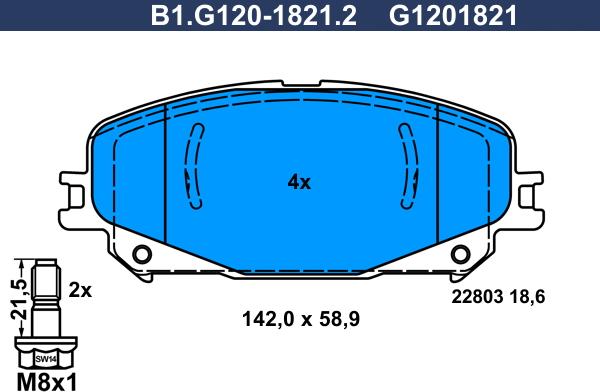 Galfer B1G12018212 - Тормозные колодки, дисковые, комплект autodif.ru