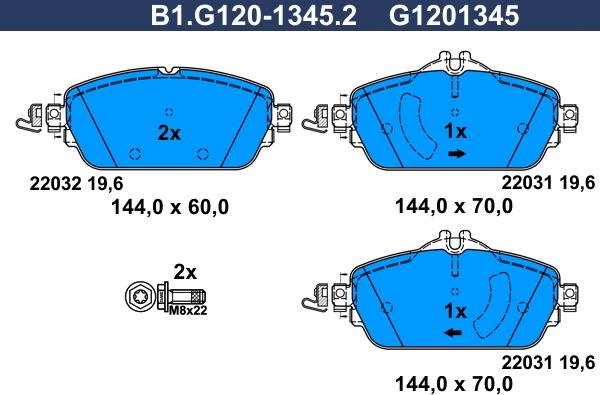 Galfer B1.G120-1345.2 - Тормозные колодки, дисковые, комплект autodif.ru