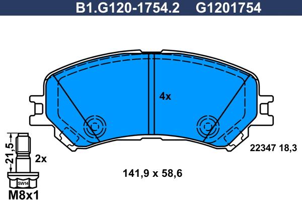 Galfer B1.G120-1754.2 - Тормозные колодки, дисковые, комплект autodif.ru