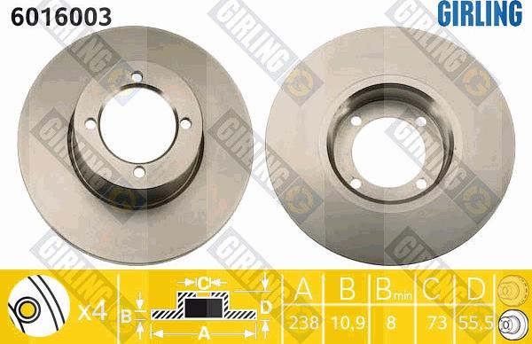 Girling 6016003 - Тормозной диск autodif.ru