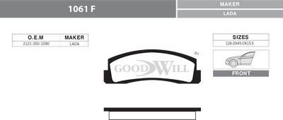 GoodWill 1061 F - Тормозные колодки, дисковые, комплект autodif.ru