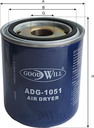 GoodWill ADG 1051 - Фильтр осушитель GoodWill ADG 1051 корпусный фильтр-патрон осушителя воздуха Корея, Республика 1/8 ш autodif.ru