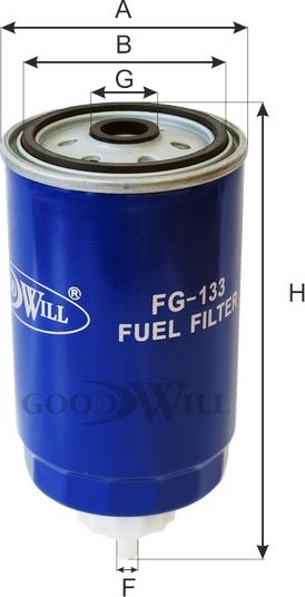 GoodWill FG 133 - Фильтр топливный HYUNDAI Accent III,Getz,i40,ix20,Santa Fe II GOODWILL FG 133 autodif.ru