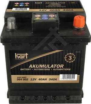 Hart 564 502 - Стартерная аккумуляторная батарея, АКБ autodif.ru