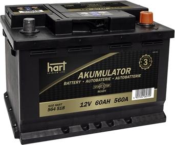Hart 564 518 - Стартерная аккумуляторная батарея, АКБ autodif.ru