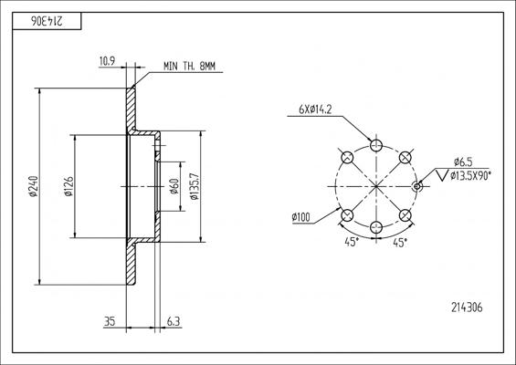 Hart 214 306 - Тормозной диск autodif.ru