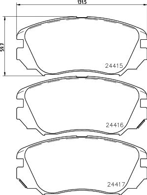 HELLA 8DB 355 032-561 - Тормозные колодки, дисковые, комплект autodif.ru