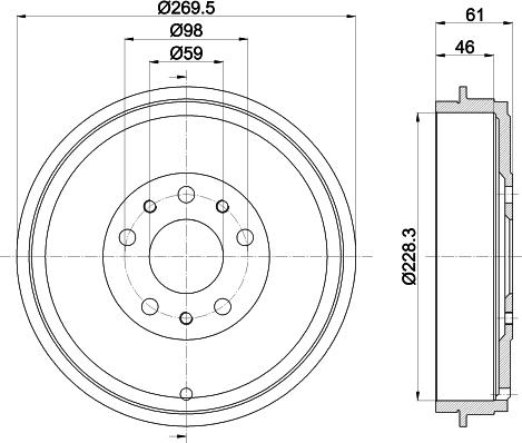 HELLA 8DT 355 303-211 - Тормозной барабан autodif.ru