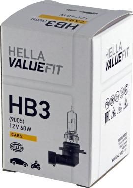 HELLA 8GH 242 632-181 - Лампа накаливания VALUEFIT HB3 12V 60 (65W) P 20d autodif.ru