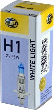 HELLA 8GH223498-111 - H1 12V- 55W (P14,5s) (белый свет-голуб.оттен. +30% света) White Light autodif.ru