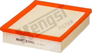 Hengst Filter E686L - Воздушный фильтр, двигатель autodif.ru